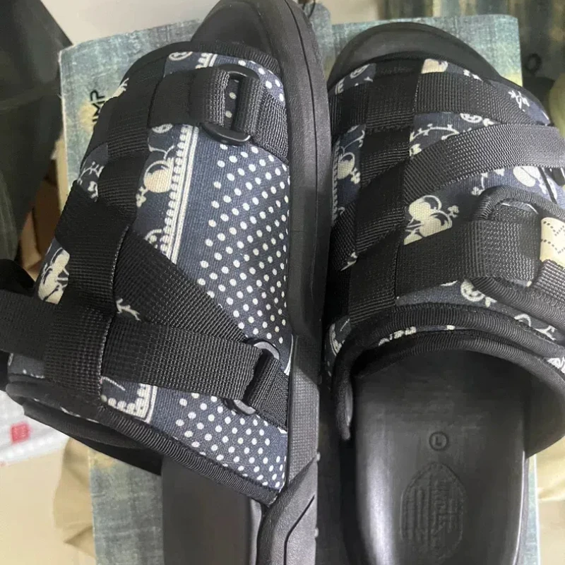 VISVIM 두꺼운 밑창 캐주얼 슬리퍼, 패션 샌들, 캐주얼 가죽 슬리퍼, 남성 여성 샌들