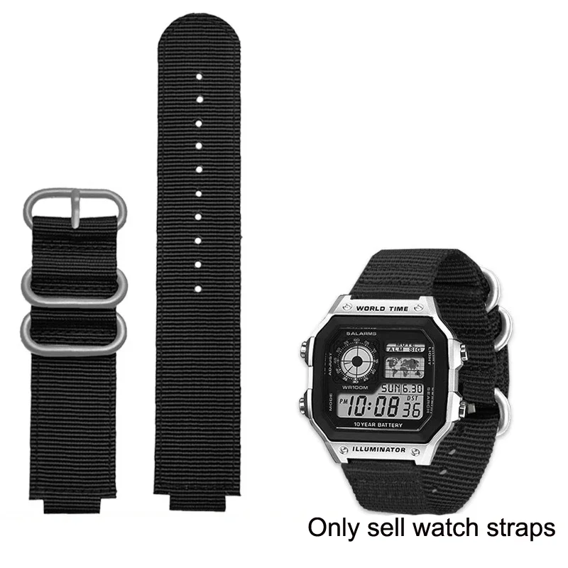 Accessori Per Orologi Per Orologio Casio Ae-1200Wh/Ae1300 Aeq-110/W-800 Cinturino In Tela Di Nylon Impermeabile 18Mm