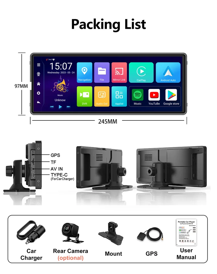 10.26 インチ Android システム 8 コア 4 + 64 グラムプレーヤー