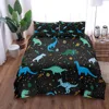 Dinosaur Space Night Duvet Cover Set King Queen Double Full Twin Single Size Navy Bed Linen Set 1