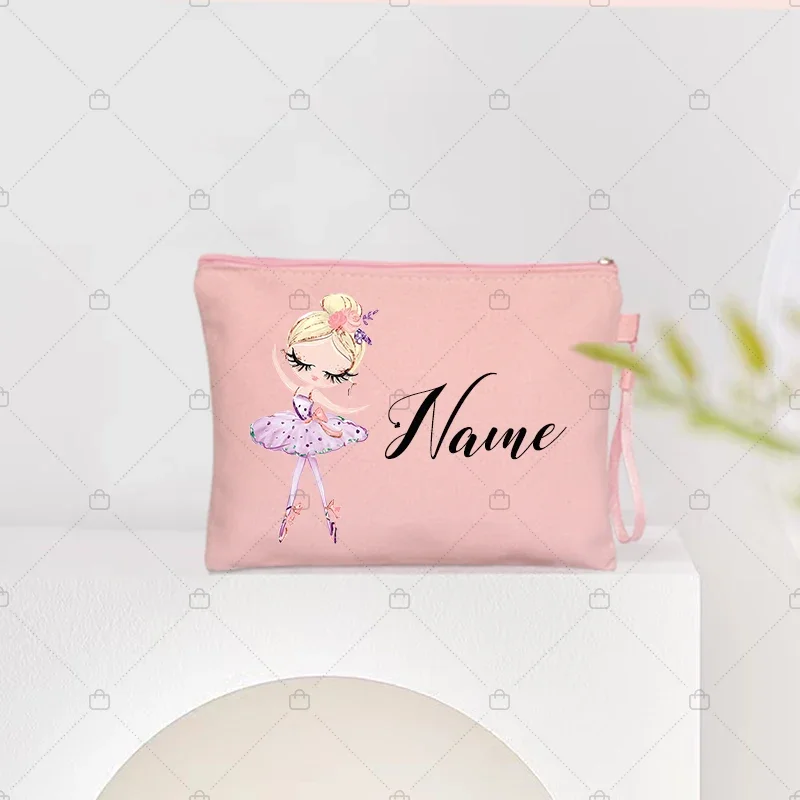 Cosmetic Bag Cosmetic Storage Bag Makeup Bag Cosmetic Case Pencil Case Personalized Ballet Girl Name Makeup Bags Pink Custom Name Women's Cosmetic Bag Kits School Supplies Pencil Pouchs Teacher Gifts