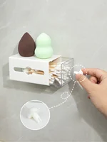 1/2pcs Non Perforated Wall Storage Box Rectangular White Transparent Two-way Drawer Cotton Swab Bathroom Headband Hair Loop Mini 2