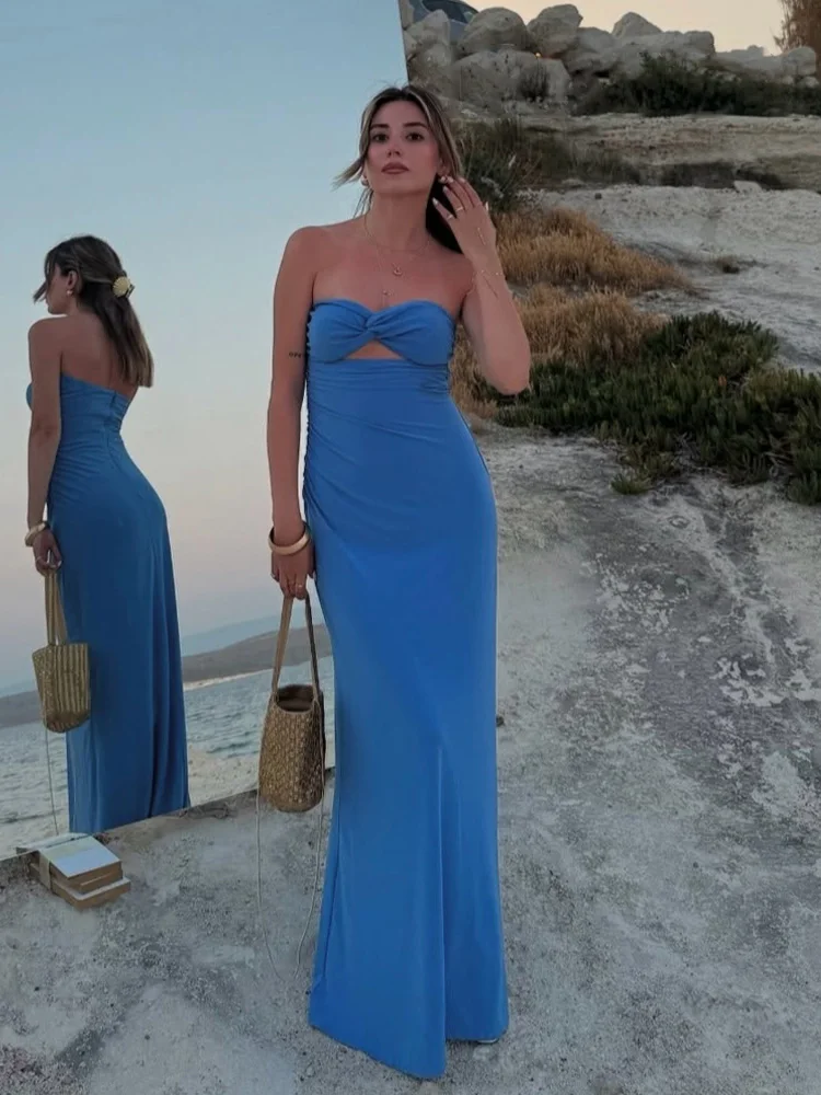 strapless open back dress Symphony Dress - Pleated Tube Top Mini Dress main image 0