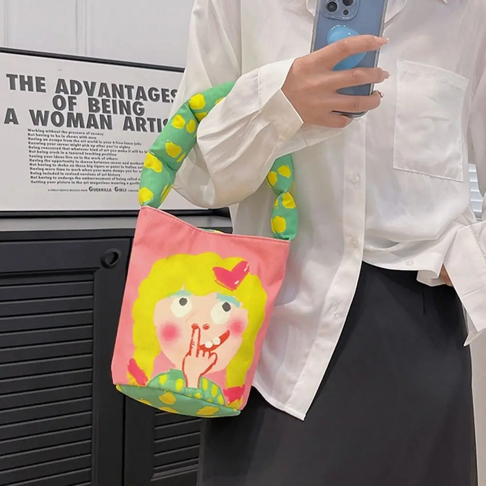 

Вместительная Холщовая Сумка-мешок с принтом, повседневная сумка через плечо, сумка-тоут в Корейском стиле, женская сумка для обеда