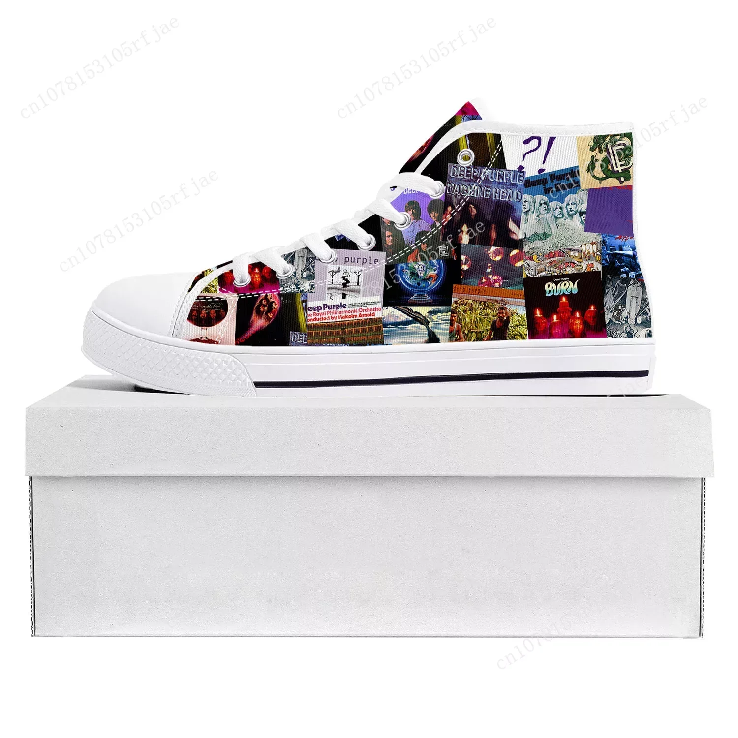 Deep Purple Heavy Metal Rock Band High Top High Quality Sneakers Mens Womens Teenager Canvas Sneaker Couple Shoe Custom Shoe
