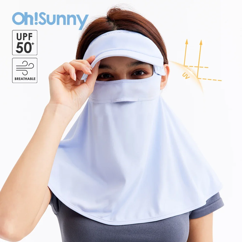 OhSunny Women Face Cover Sun Protection Scarf Golf Neck Shoulder Flap Detachable Anti-UV UPF50+ Balaclava for Outdoor Cycling ohsunny women sun protection face cover breathable scarf neck shoulder flap wraps anti uv upf50 for cycling sunscreen shawl