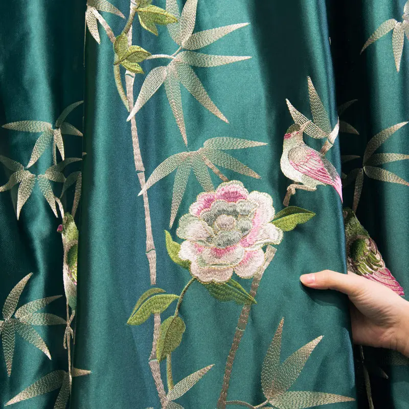 High-end Chinese Simulation LusterEmbroidered Curtains Luxury Embroidered Curtains for Living Room Bedroom Balcony Curtains 