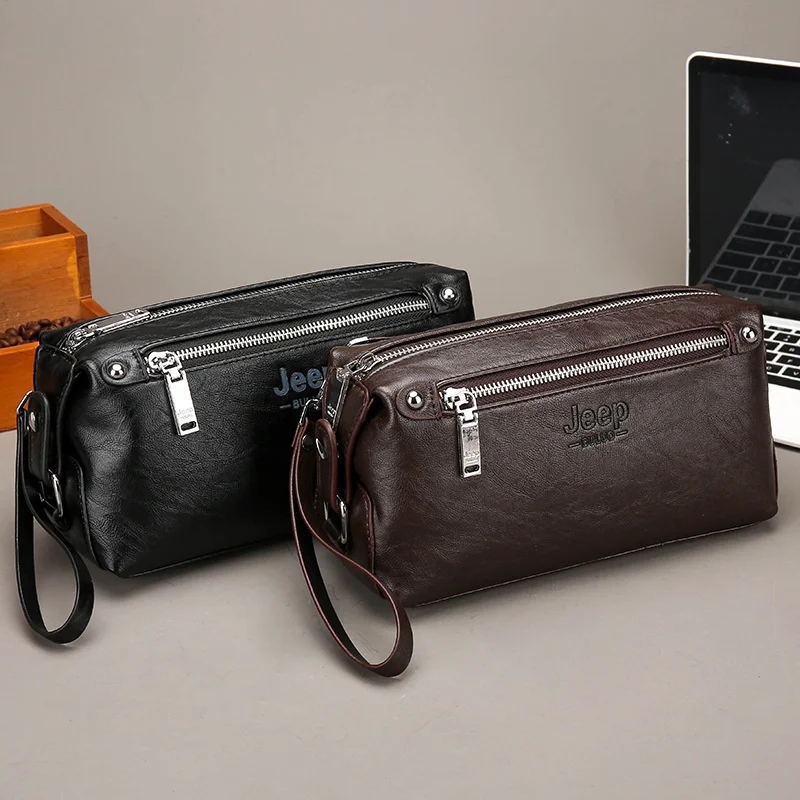 

New Men's Handheld Bag Large Capacity Business Leisure PU Leather Phone Zero Wallet Underarm Clip