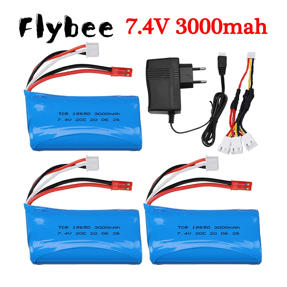 RC Car Battery 18650 2S 7.4V 3000mAh JST Plug for UD1608 UD1607 SG1605