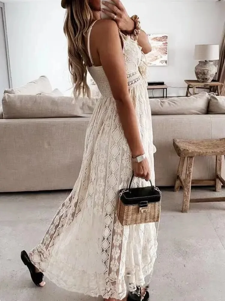 Vestido Feminino Longo de Renda sem Manga