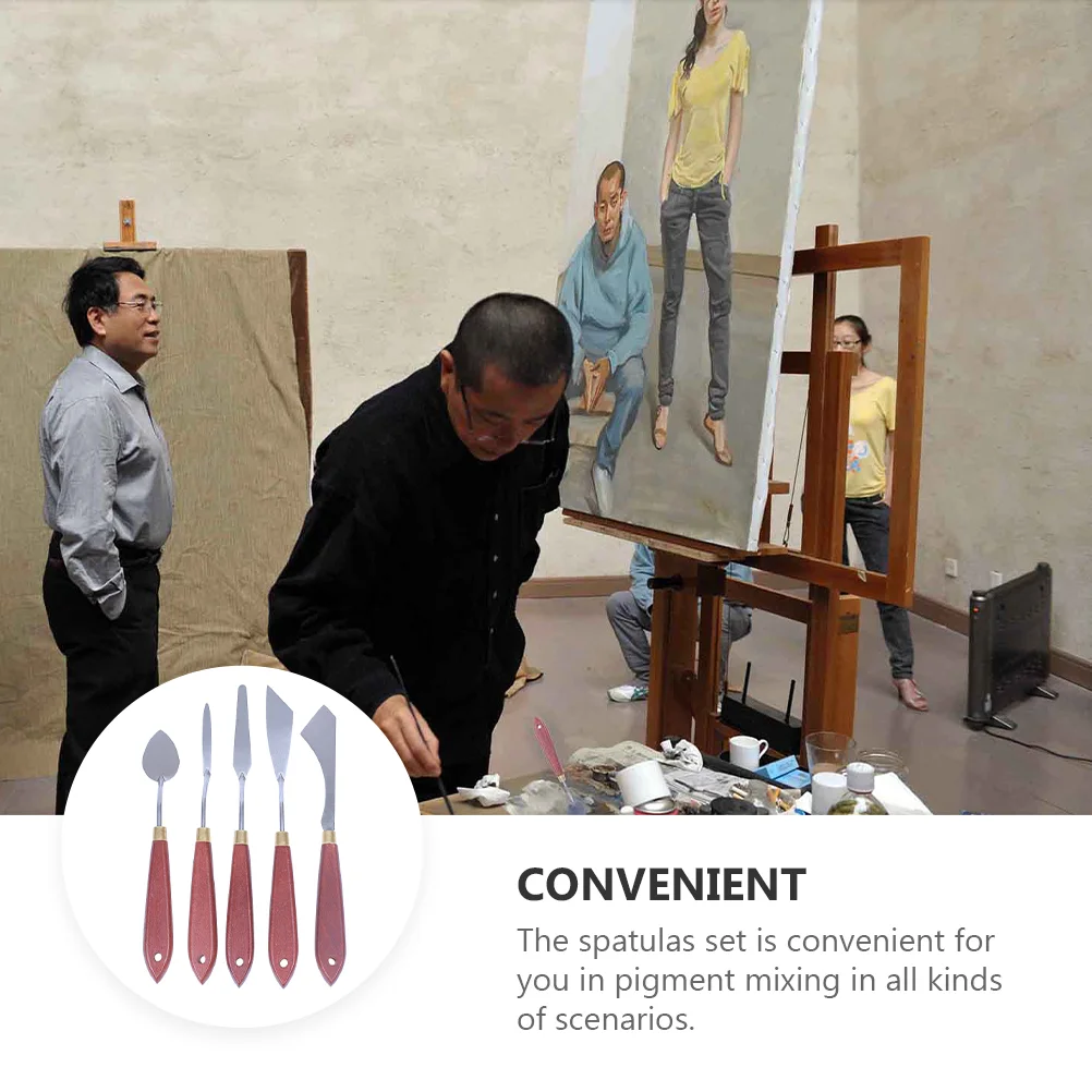 아크릴 페인트 뒤집개 오일 스크레이퍼 도구, 그림 도구 용품 모양 목재 색상 혼합