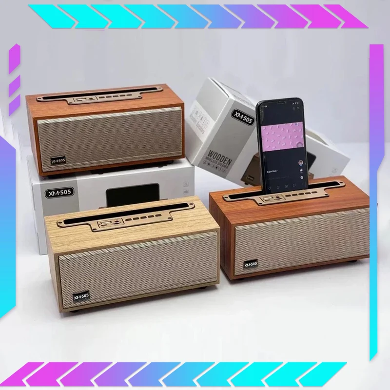 

Xm-505 Wooden Bluetooth Sound System Tws Wireless Speaker Multifunctional Subwoofer Remote Portable Home Theater Fm Radio