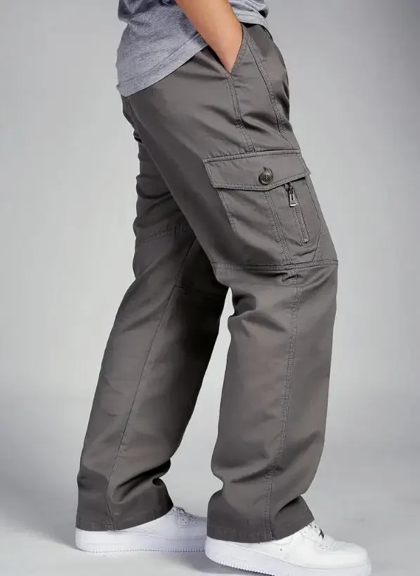 Description Picture 4 of itemMen Thicken Pants Autumn Winter Casual Loose Overall Overalls Cotton  High Waist Cargo Pants Mans Trousers