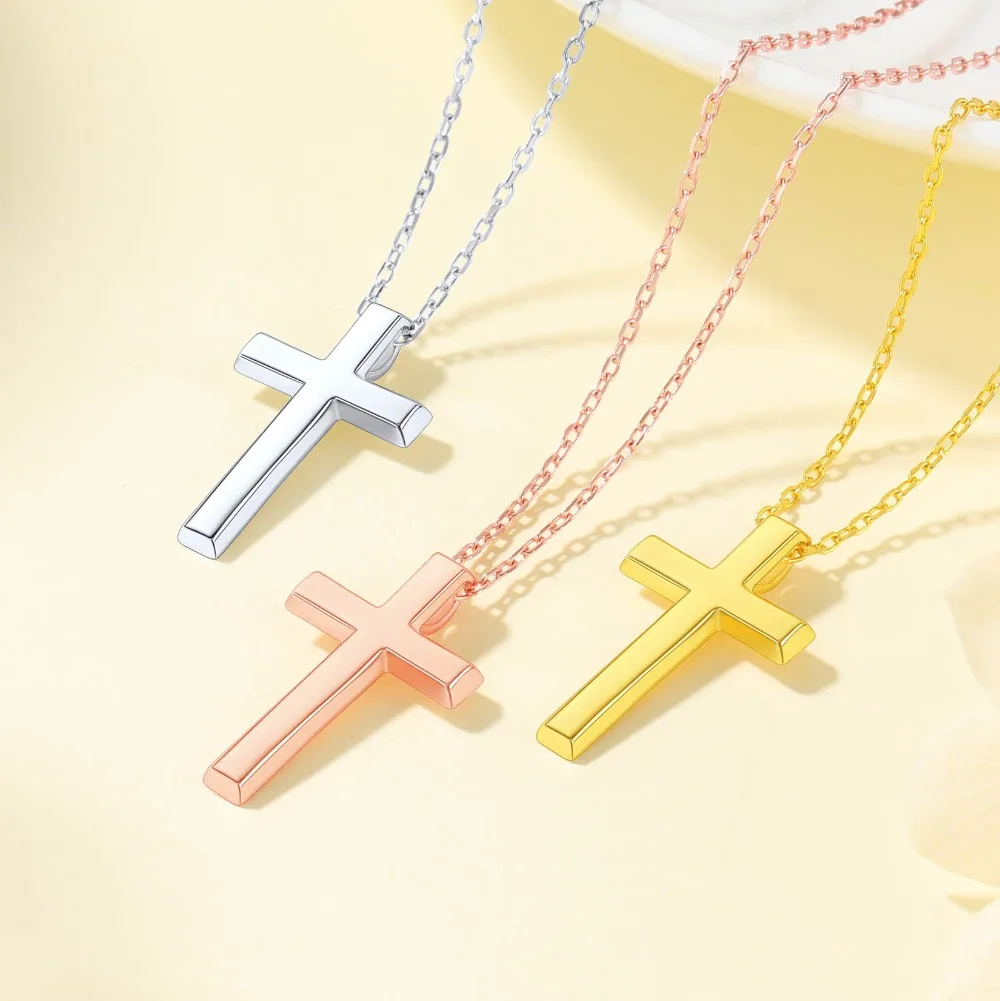 Ciondolo Croce Cristiana In Argento Sterling 925 Con Catena Figaro 20 Pollici - Uomo/Donna