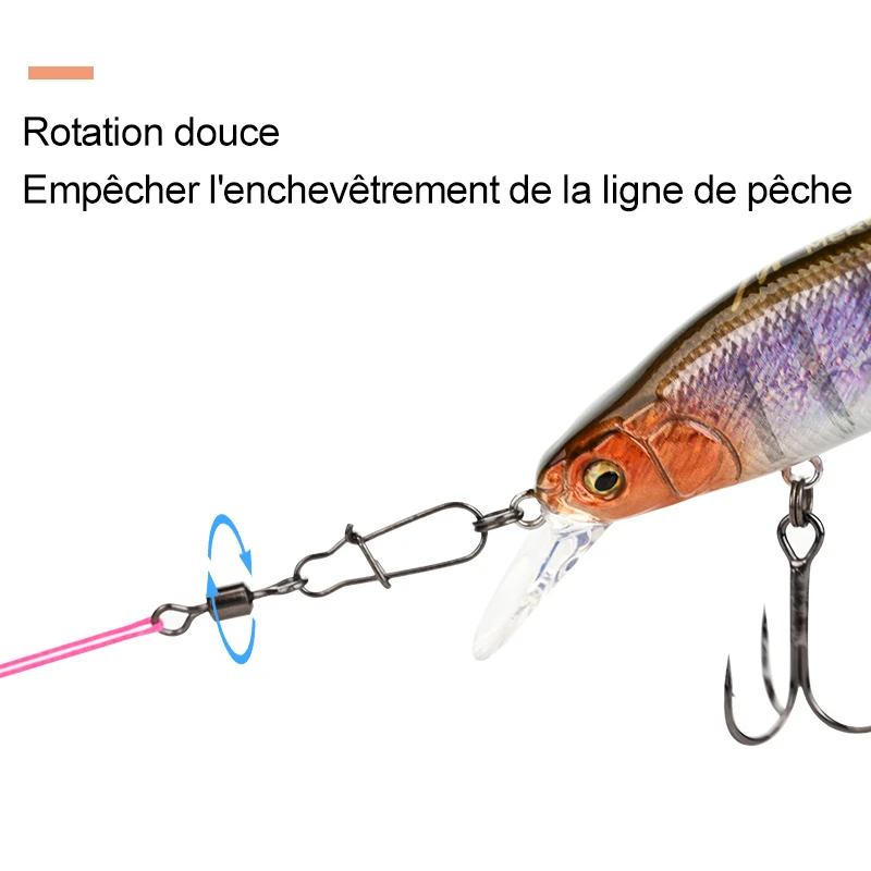 50 émerillons à roulement acier inoxydable pour pêche du brochet et gros carnassiers