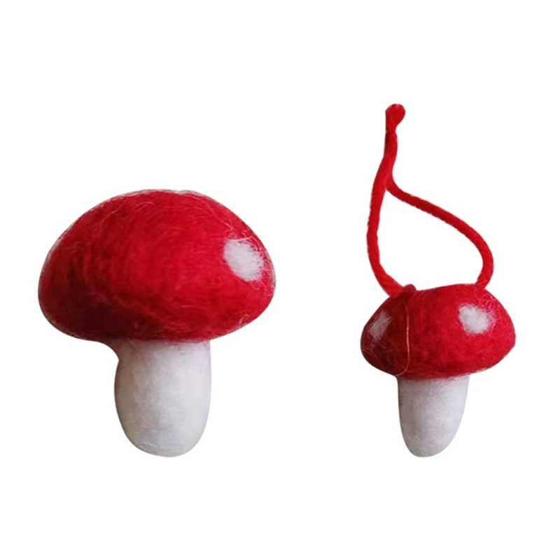 

L69A 5 Pieces Mushroom Pendants Christmas Tree Accessories Decor DIY Wool Felt