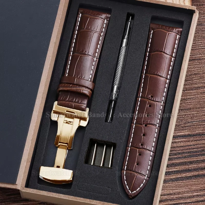 Premium Leather Watch Strap with Universal Butterfly Clasp (Multiple Sizes Available)