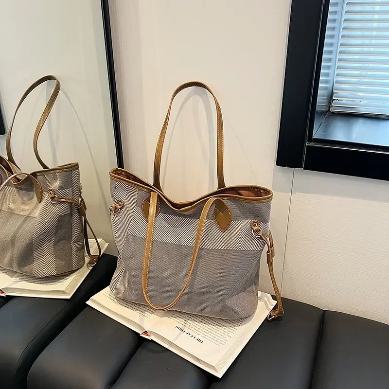 

Простые холщовые женские сумки-тоуты, Универсальные женские сумки через плечо, лидер продаж 2024, бесплатная доставка, женские сумки