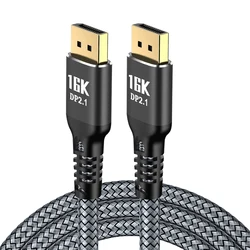 Ultra HD DisplayPort Cable - 16K 8K 4K Video & Audio for Laptops, TVs, and More (GRAY)