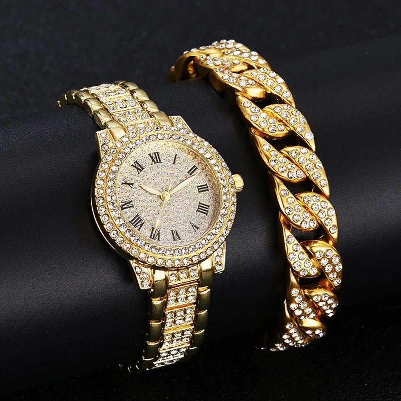 Diamond Women Watches Gold Watch Ladies Wrist Watches Luxury Brand Rhinestone Women's Bracelet