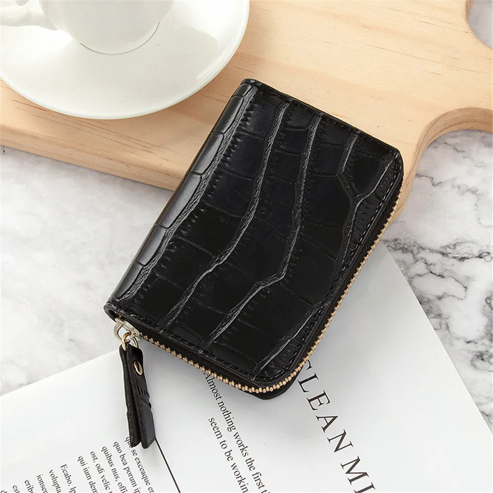 Porte-cartes RFID En Cuir PU Motif Crocodile | Compact, Anti-vol électronique | Gris - CALFOVERA