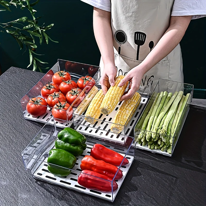 1pcKitchen refrigerator storage box drawer type fresh-keeping box eggs and meat food frozen finishing storage box 2