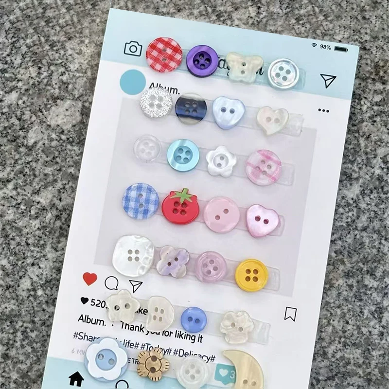 40개 크림색 버튼 블라인드 박스, 혼합 스타일 INS 스타일 장식, DIY 스크랩북 인형 옷 보석 제작 액세서리용