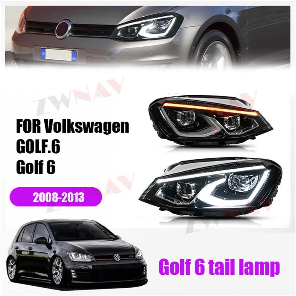 

For Volkswagen GOLF 6 2008 2009 2010 - 2013 LED Headlight High Beam Light Front Lamp Quality Retrofit Assemby Night Accessory