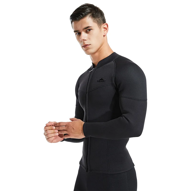 3MM Wetsuit Jacket Men Long Sleeve Neoprene Front Zipper Surf Winter Swim Warm Surf Upstream Size XXXL
