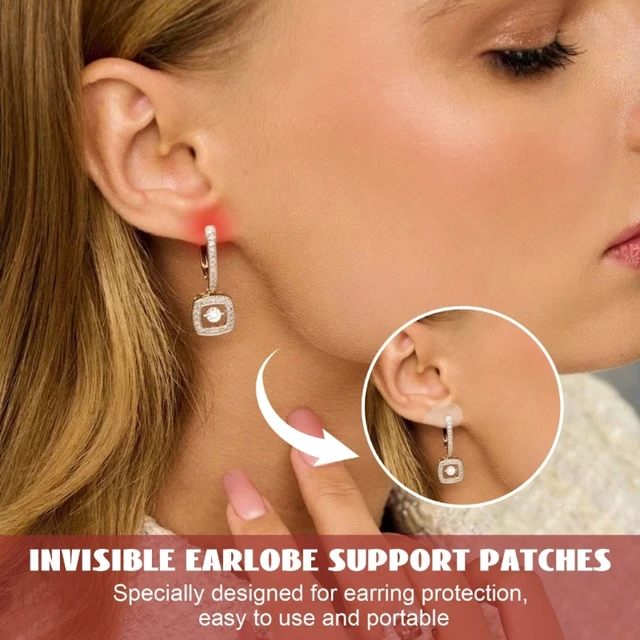 200 Pcs Ear Lobe Support Patches, Earring Support Patches Large Earrings  Support Sticker Reduces Strain Ear Patches for Men Women Long