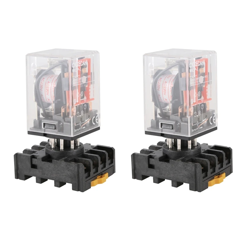 

AFBC 2X MK2P-I Clear Shell DPDT AC220V Coil Power Relay Socket Base