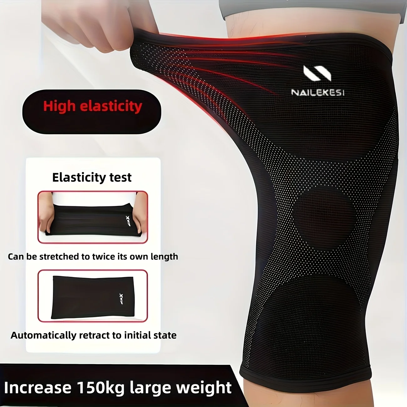 1Pair Oversized Knee Brace Obese Individuals Running Jumping Heavy-Duty Knee Support Wrap Anti-slip Arthritis Relief Knee Sleeve