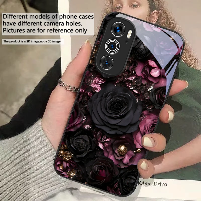 Wine Red Floral Petals Glass Phone Case