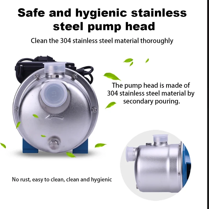 220V Self-Priming Circulating Water Pump 50HZ Stainless Steel Household Tap Water Self-Priming Pump Well Booster