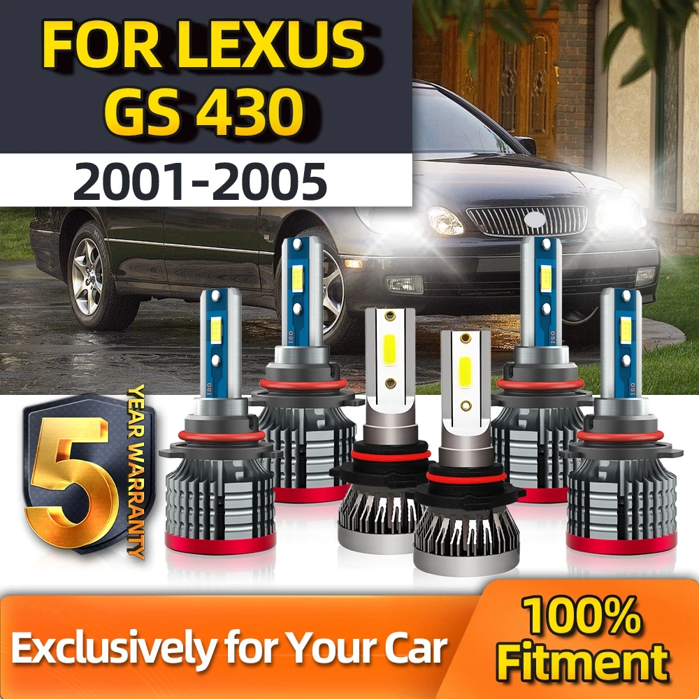 

TEENRAM 6PCS Combo Auto Car Turbo Lamps 9005 9006 9145 LED Bulb High Low Fog Lamp Ultra-white 6500K For Lexus GS 430 2001-2005