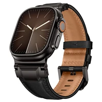 VWAR TOP bracelet en cuir véritable pour Apple Watch Ultra 3 2 49mm connecteur en titane pour iWatch série 11 10 9 8 7 SE 46mm 45mm bracelet 5