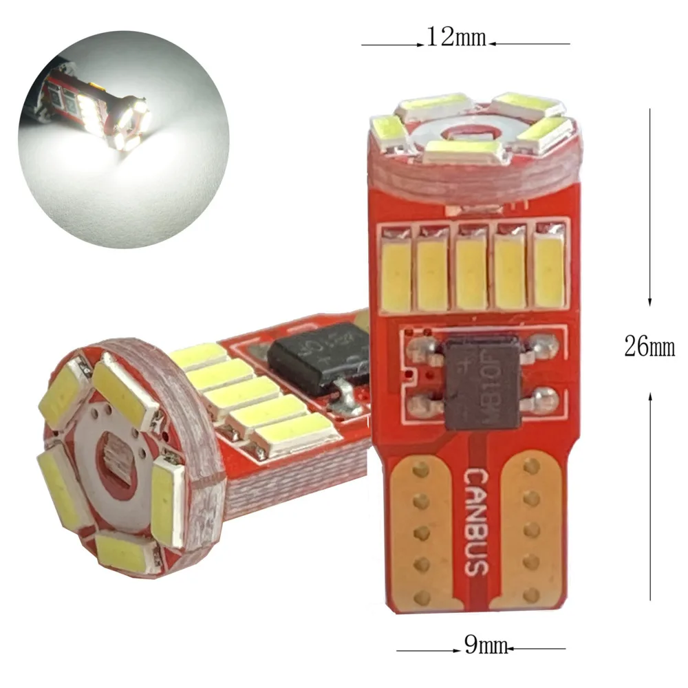 

10 шт., Автомобильные светодиодные лампы 15SMD T10 4014