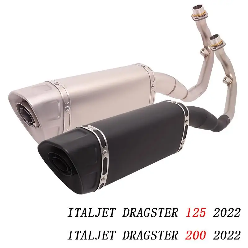 

FOR ITALJET DRAGSTER 125 200 2022 Motorcycle Exhaust System Mid Link Pipe Escape Muffler Slip On 51mm Stainless Steel