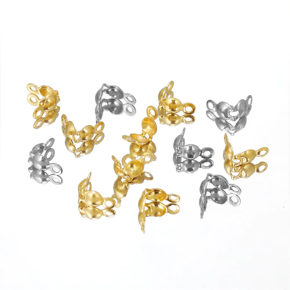 100/50 Stück Edelstahl-End-Crimps, Perlenspitzen, passend für Kugelkettenverbinder, Endverschluss für DIY-Halsketten, Armbänder, Komponenten – Detail 2