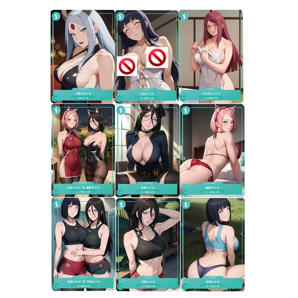 9Pcs/set Diy Naruto Girl Haruno Sakura Hyuga Hinata Ootutuki Kaguya Flash Card Self Made Classic Anime Collection Cards Gift Toy