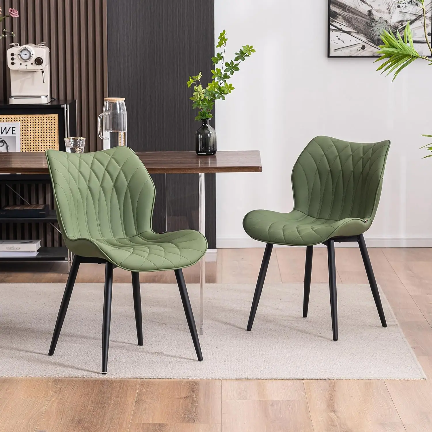 

YOUNIKE Dining Chairs Set of 2, Upholstered Faux Leather Kitchen Dining Room Chairs, Modern Living Room Bedroom