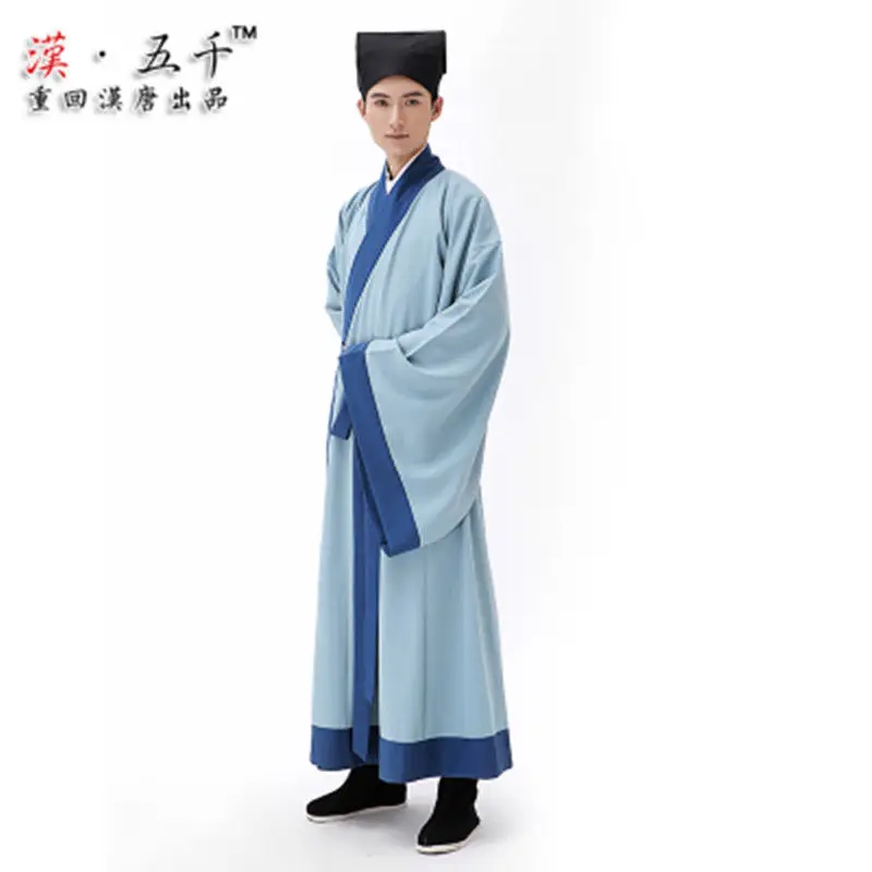 

Chinese robe ancient scholar student costumes men aldult Kimono China Traditional Vintage Ethnic stage cosplay Costume Hanfu