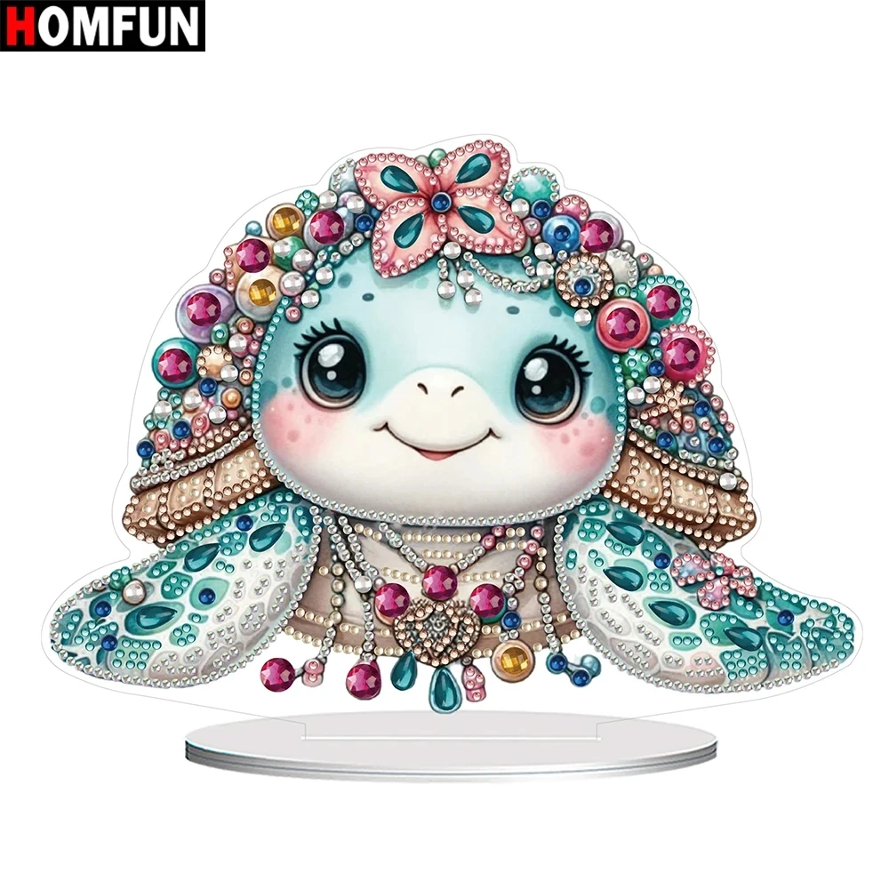 

Алмазная живопись HOMFUN 5D «сделай сам», настольное украшение особой формы с вышивкой в виде животных, морской черепахи, настольное украшение для дома