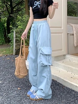 2025 رقص الجاز تهمة السراويل خمر البضائع السراويل الساخن فتاة بناطيل كاجوال المرأة الجديدة فضفاضة الهيب هوب واسعة الساق السراويل الطويلة 6