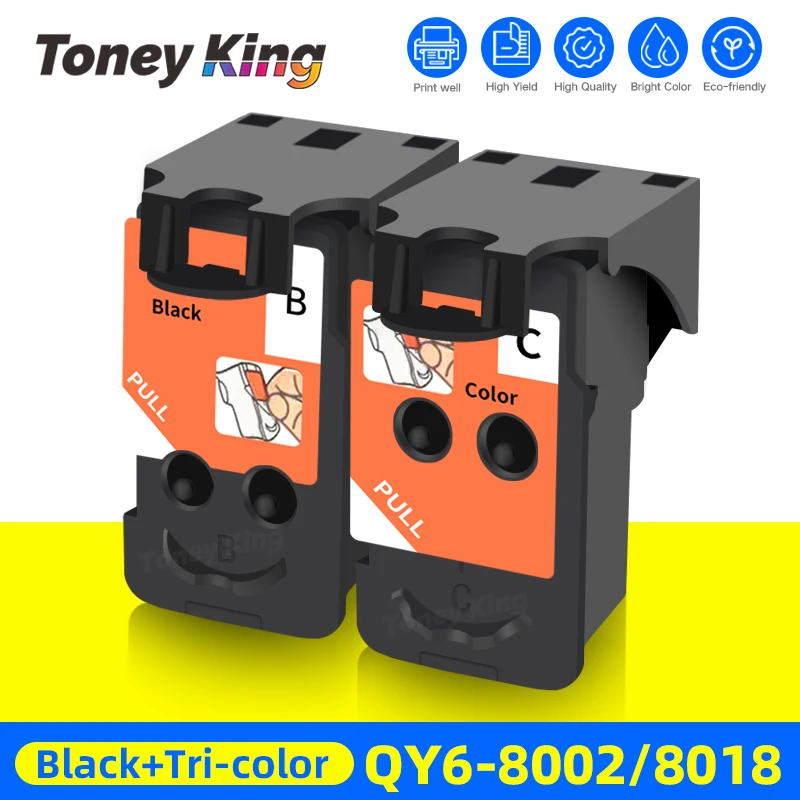 TONEY KING Qy6 8002 Qy6 8018 For Canon GI-490 Cartridge GI 490 Black Color Canon G1400 G1410 G2400 G2410 Printhead Cartridges