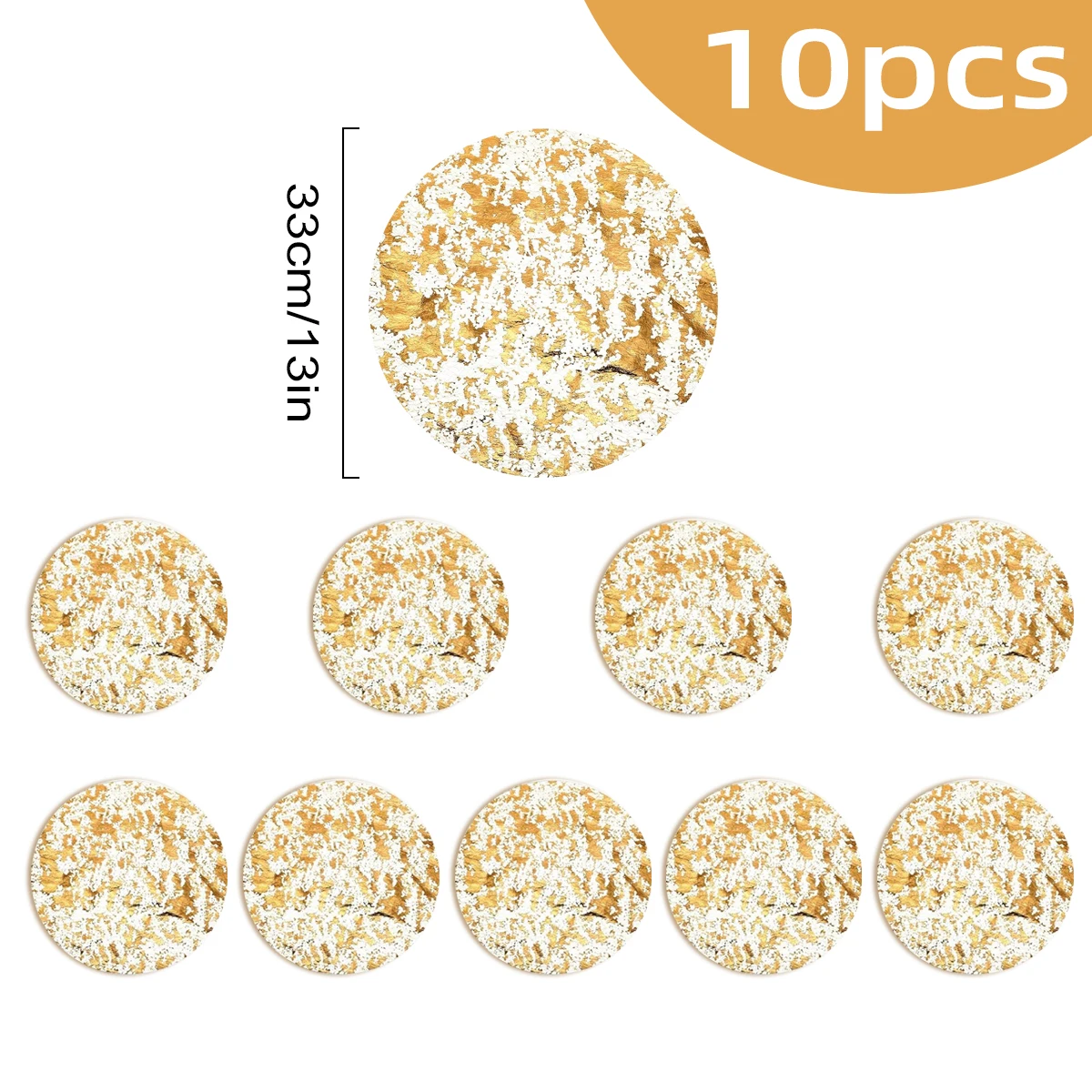 Elegant Gold Foil Disposable Placemats - Set of 13 Round Table Mats for Festive Dining and Home Décor