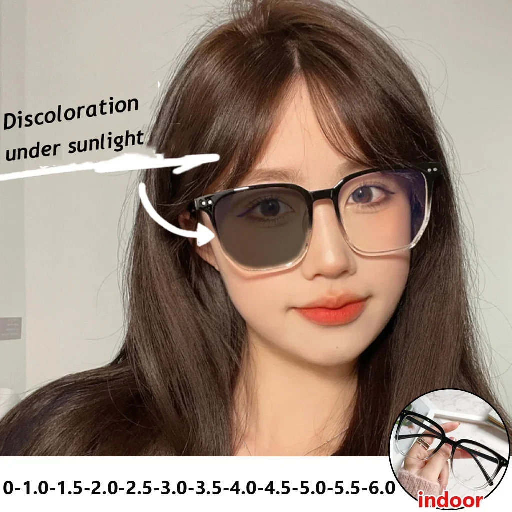 Ultra Light Unisex Glasses Photochromic Myopia Glasses Irregular Eyeglass Blue Light Blocking Eye Protection Near Sight Glasses 3