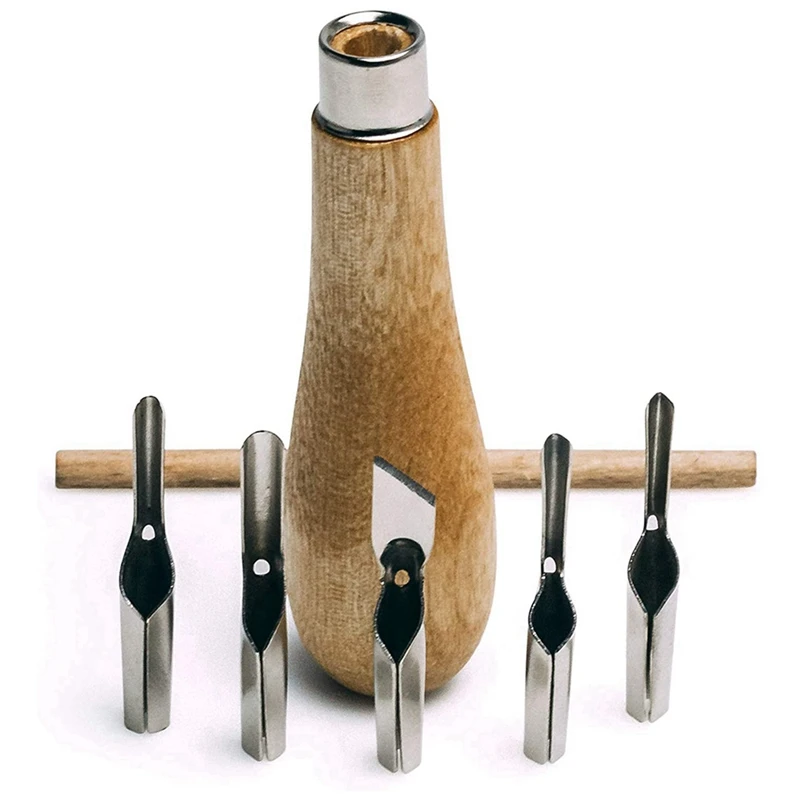 5X Lino Block Cutting Rubber Stamp Carving Tools 5 Blade Wood Handle Printmaking Carving Tools Set