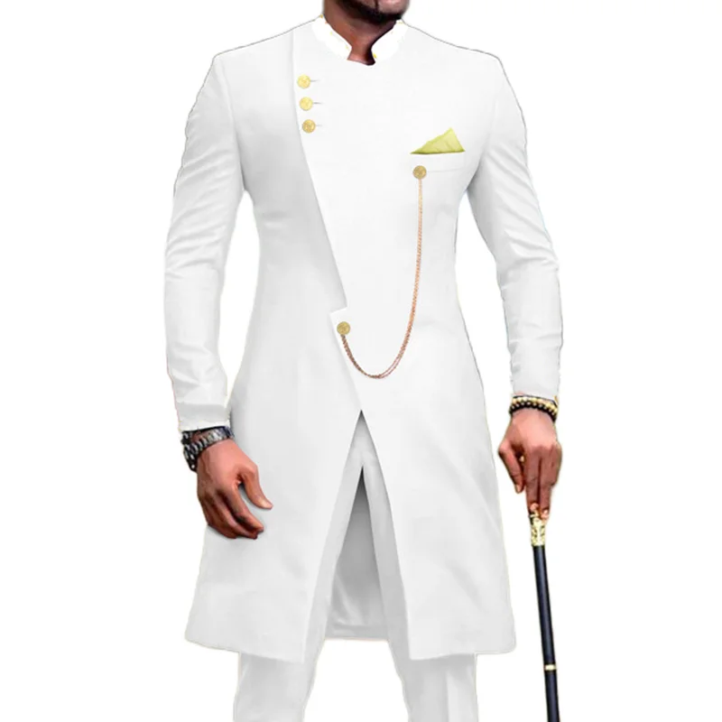

Blazers for Men 2024 2 Piece(Coat+Pants) White Stand Lapel Wedding Suit Groomsmen Slim Fit Spring Formal Business Costume Homme