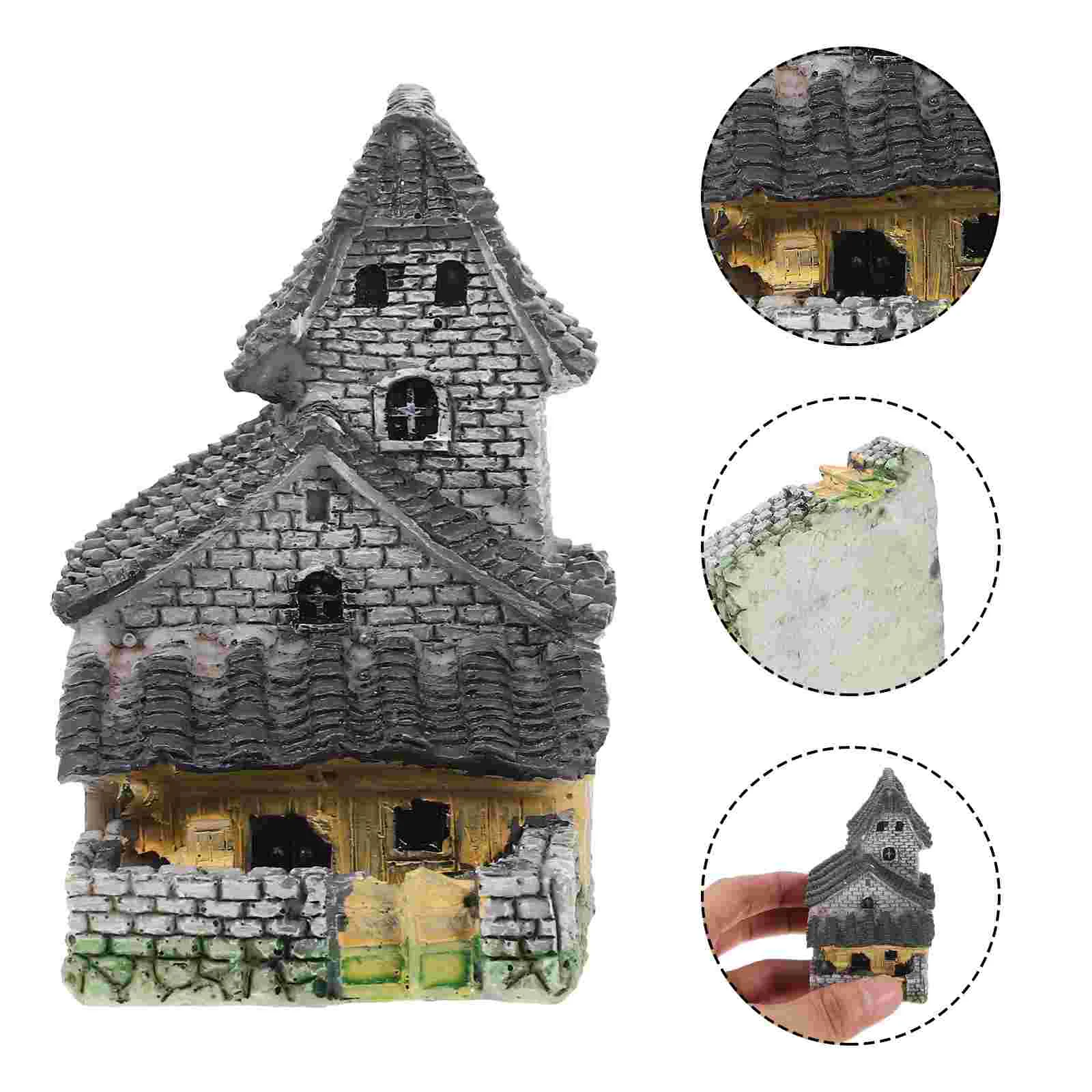 

Mini Stone House Tiny Portable Resin Crafts Absorbent Mini-landscape Micro Garden Decor